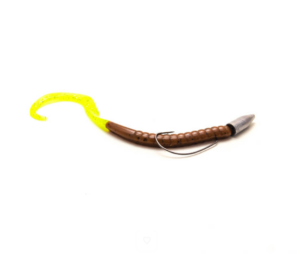 Image of a Texas-rigged bass fishing worm