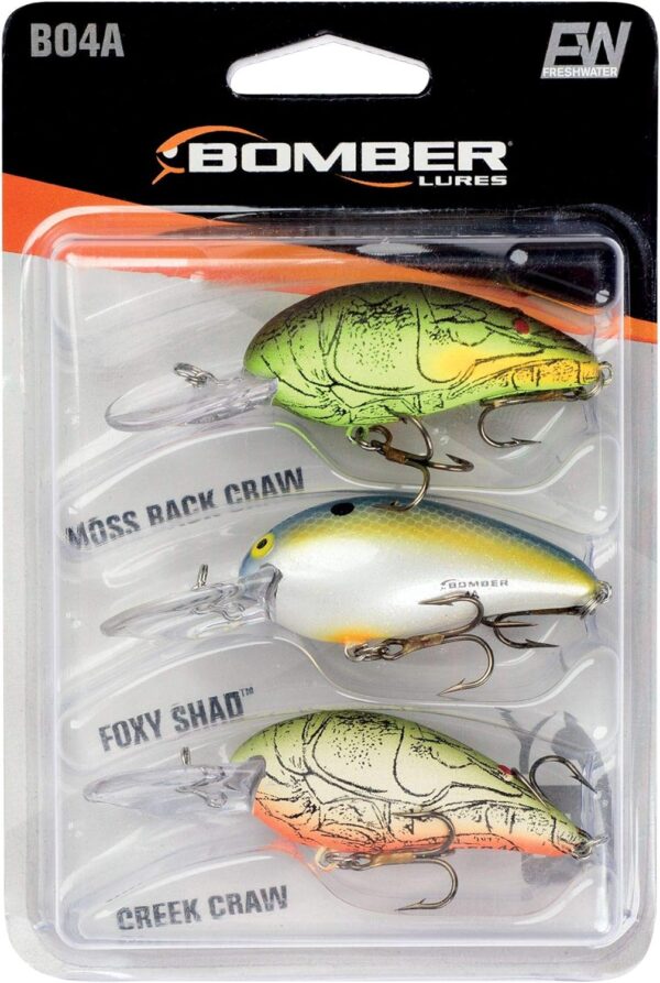 Bomber Lures | 3 Pack | Moss Back Craw, Foxy Shad, Creek Craw