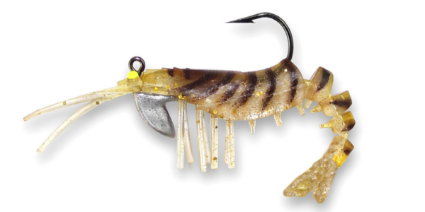 3.25" VUDU SHRIMP 1/4 OZ 2/PK  GOLD FLAKE/BLACK STRIPE