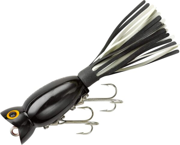 Arbogast Skirted Hula Popper Classic Black Topwater Bass Fishing Lure - Image 3