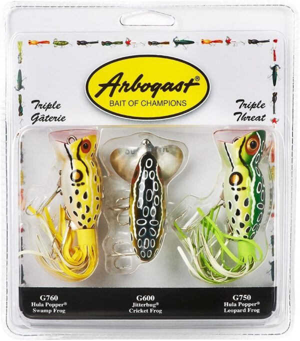 Arbogast Triple Threat Fishing Lure 3-Pk | Jitterbug & 2 Hula Popper