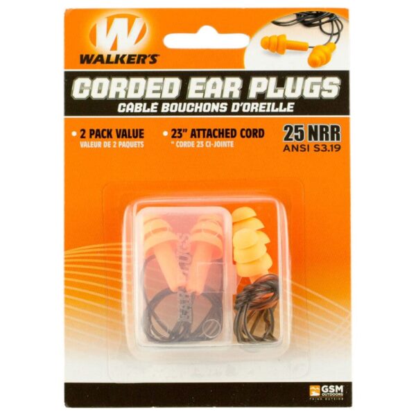 Corded Ear Plugs - Orange - 2 Pack Value