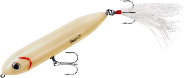 Heddon Feather Dressed Super Spook Jr - Bone Topwater Lure